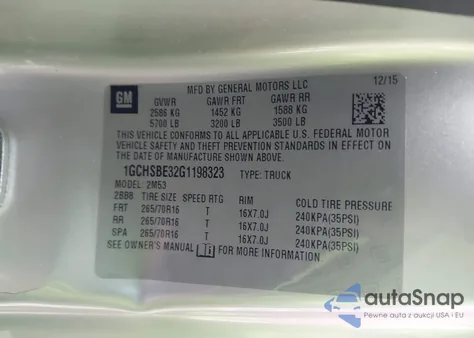 2016 Chevrolet Colorado Wt from USA, damaged, VIN 1GCHSBE32G1198323